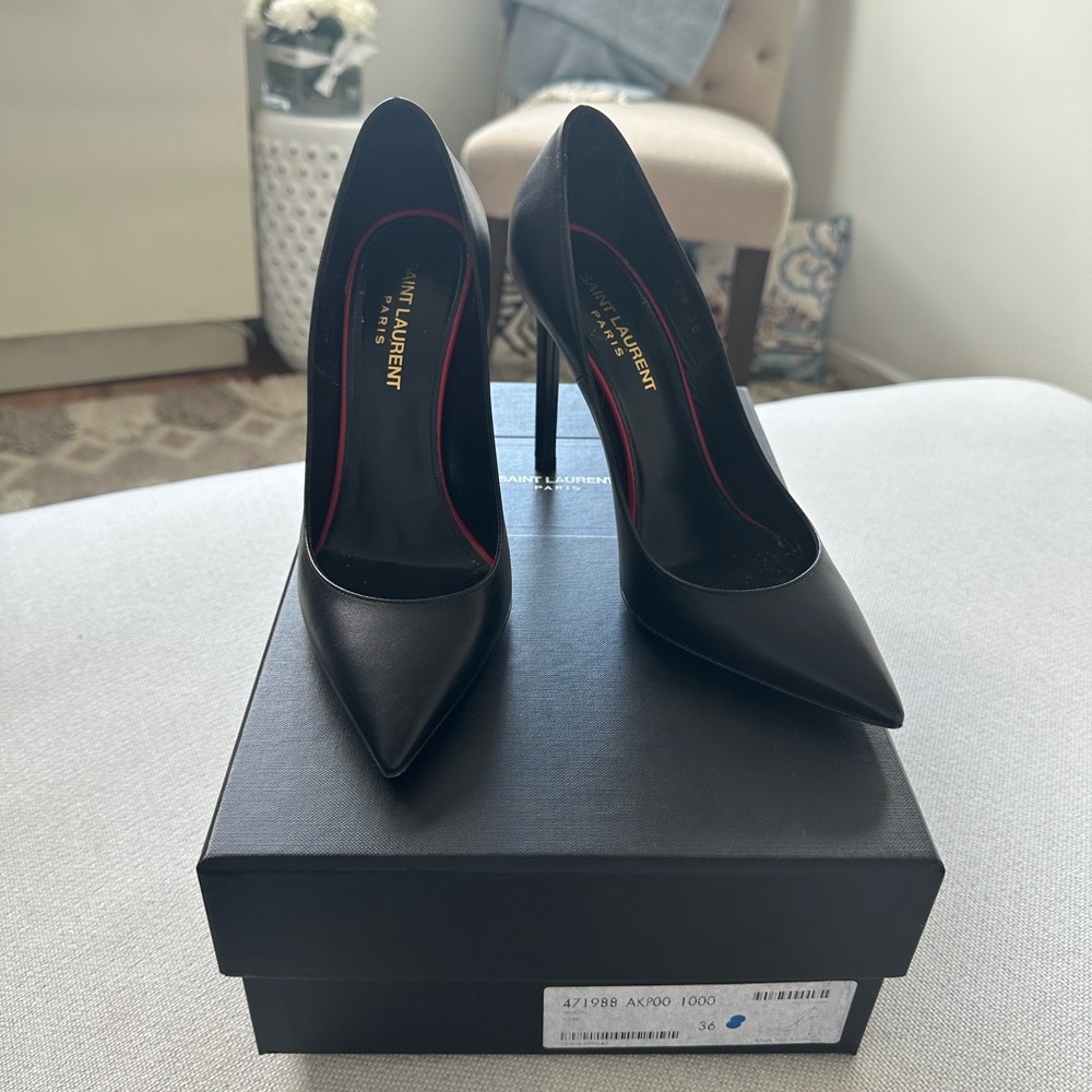 YSL Saint Laurent Anja 105 Leather Pumps